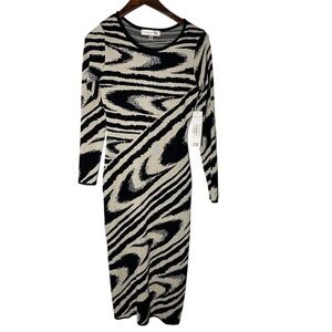 Madden Girl Sweater Maxi Dress Womens Size S Zebra Print Long Sleeve